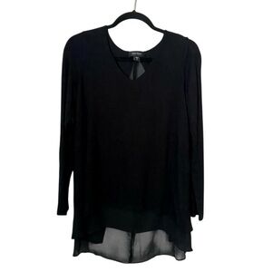 Karen Kane Split Back Layered Tunic Top Black S